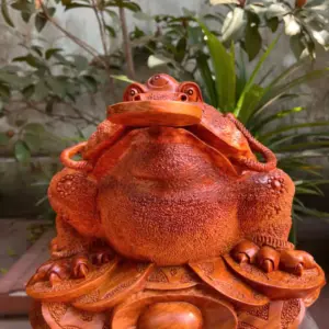 thiem-thu-go-G5351-1 Tượng Thiềm Thừ Gỗ Hương Gia Lai Hàng Kỹ Liền Khối G5351