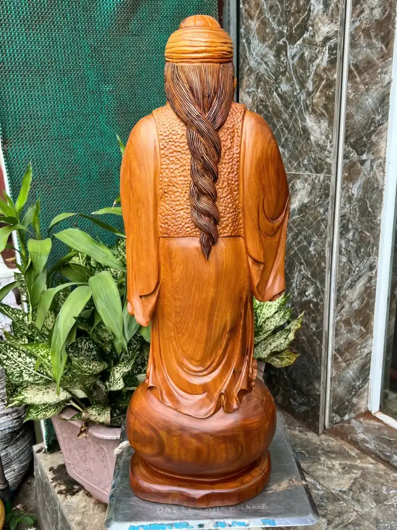thuong-gia-go-G5785-4 Tượng Thương Gia Gỗ Bách Xanh Hàng Kỹ Nét Liền Khối G5785