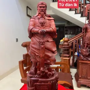tran-quoc-tuan-G5477-1 Tượng Trần Quốc Tuấn Chống Kiếm Gỗ Tử Đàn Liền Khối G5477