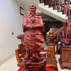 tran-quoc-tuan-G5477-2 Tượng Trần Quốc Tuấn Chống Kiếm Gỗ Tử Đàn Liền Khối G5477