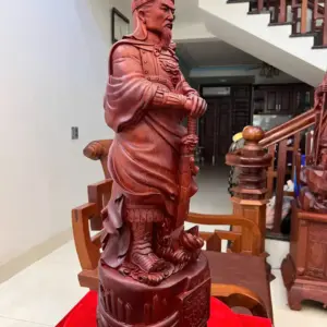 tran-quoc-tuan-G5477-5 Tượng Trần Quốc Tuấn Chống Kiếm Gỗ Tử Đàn Liền Khối G5477
