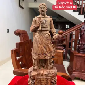 tran-quoc-tuan-G5543-1 Tượng Trần Quốc Tuấn Gỗ Trắc Đen Liền Khối Mộc Đẹp Có Sơn G5543