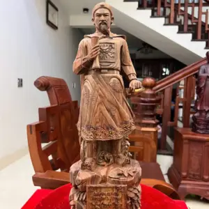 tran-quoc-tuan-G5543-2 Tượng Trần Quốc Tuấn Gỗ Trắc Đen Liền Khối Mộc Đẹp Có Sơn G5543