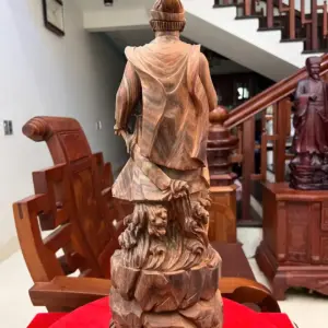 tran-quoc-tuan-G5543-3 Tượng Trần Quốc Tuấn Gỗ Trắc Đen Liền Khối Mộc Đẹp Có Sơn G5543