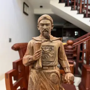 tran-quoc-tuan-G5543-6 Tượng Trần Quốc Tuấn Gỗ Trắc Đen Liền Khối Mộc Đẹp Có Sơn G5543