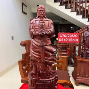 tran-quoc-tuan-G5579-1_1 Tượng Trần Quốc Tuấn Chống Kiếm Gỗ Tử Đàn Liền Khối Đục Kỹ Nét G5579
