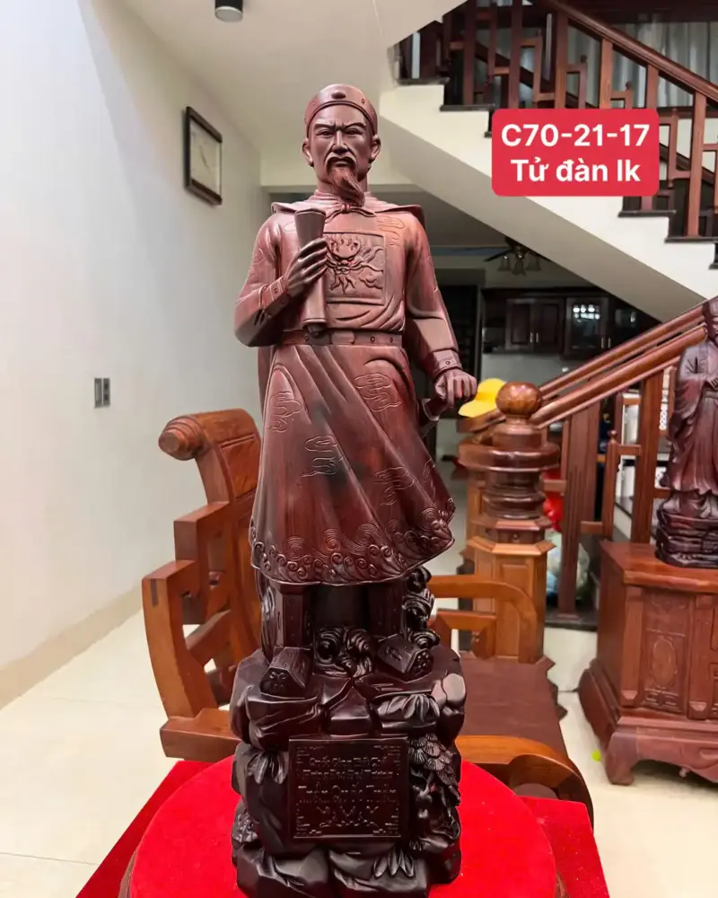 tran-quoc-tuan-G5581-1 Tượng Trần Quốc Tuấn Gỗ Tử Đàn Liền Khối G5581
