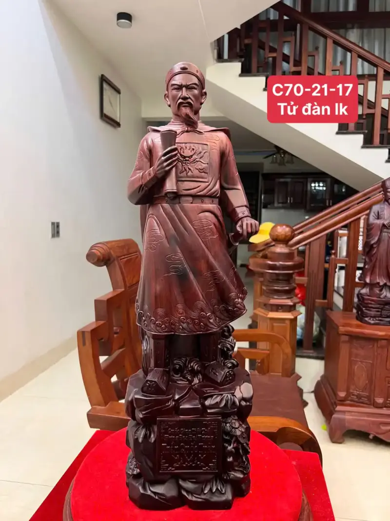 tran-quoc-tuan-G5581-1 Tượng Trần Quốc Tuấn Gỗ Tử Đàn Liền Khối G5581