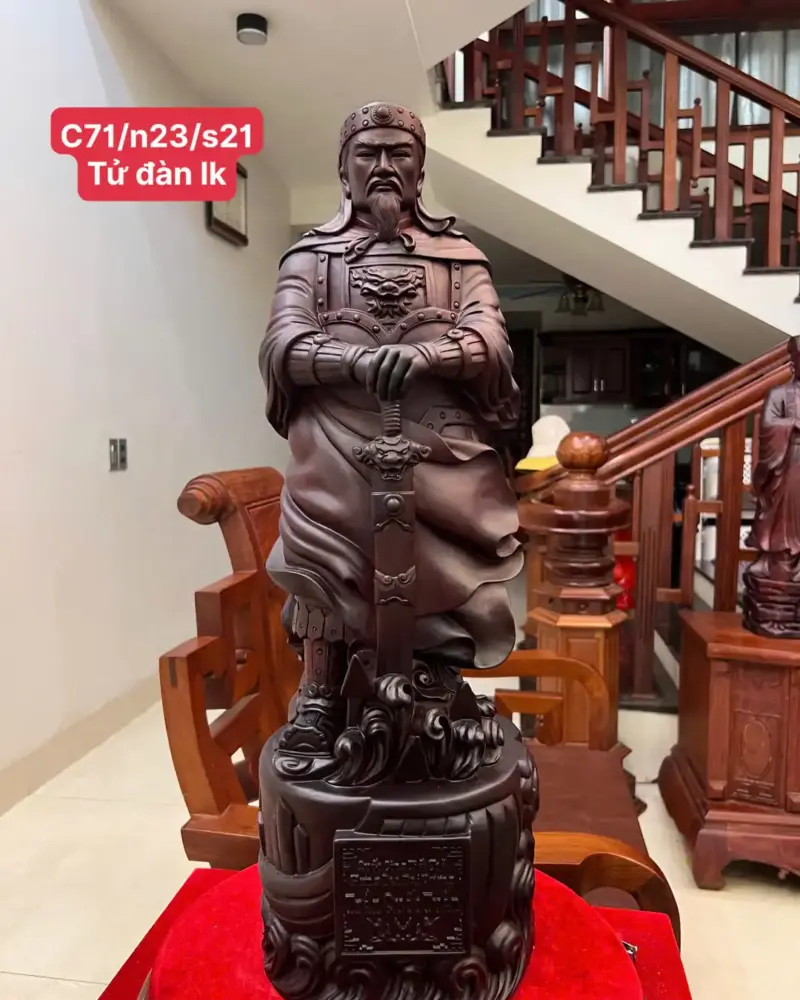 tran-quoc-tuan-G5584-1 Tượng Trần Quốc Tuấn Gỗ Tử Đàn Liền Khối G5584