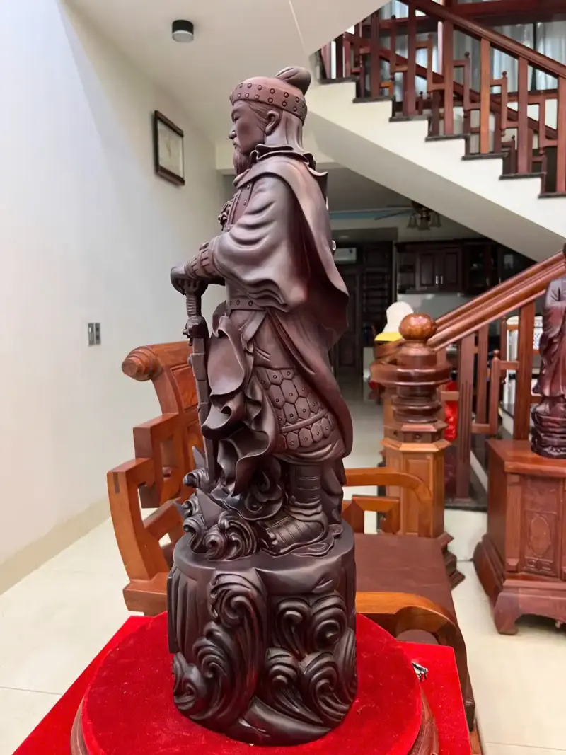 tran-quoc-tuan-G5584-5 Tượng Trần Quốc Tuấn Gỗ Tử Đàn Liền Khối G5584