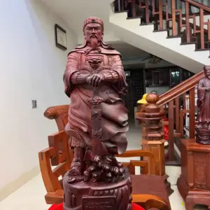 tran-quoc-tuan-G5585-2 Tượng Trần Quốc Tuấn Gỗ Tử Đàn Liền Khối Đục Kỹ Sắc Nét G5585