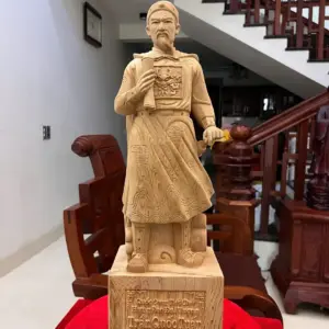 tran-quoc-tuan-G5789-2 Tượng Trần Quốc Tuấn Gỗ Ngọc Am Liền Khối Có Sơn G5789