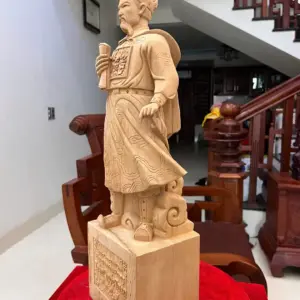 tran-quoc-tuan-G5789-3 Tượng Trần Quốc Tuấn Gỗ Ngọc Am Liền Khối Có Sơn G5789