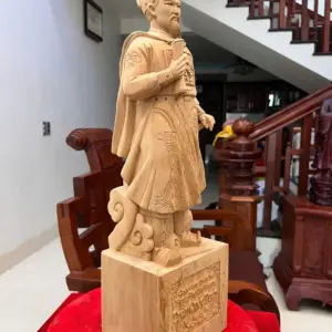tran-quoc-tuan-G5789-4 Tượng Trần Quốc Tuấn Gỗ Ngọc Am Liền Khối Có Sơn G5789