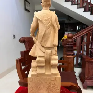 tran-quoc-tuan-G5789-5 Tượng Trần Quốc Tuấn Gỗ Ngọc Am Liền Khối Có Sơn G5789
