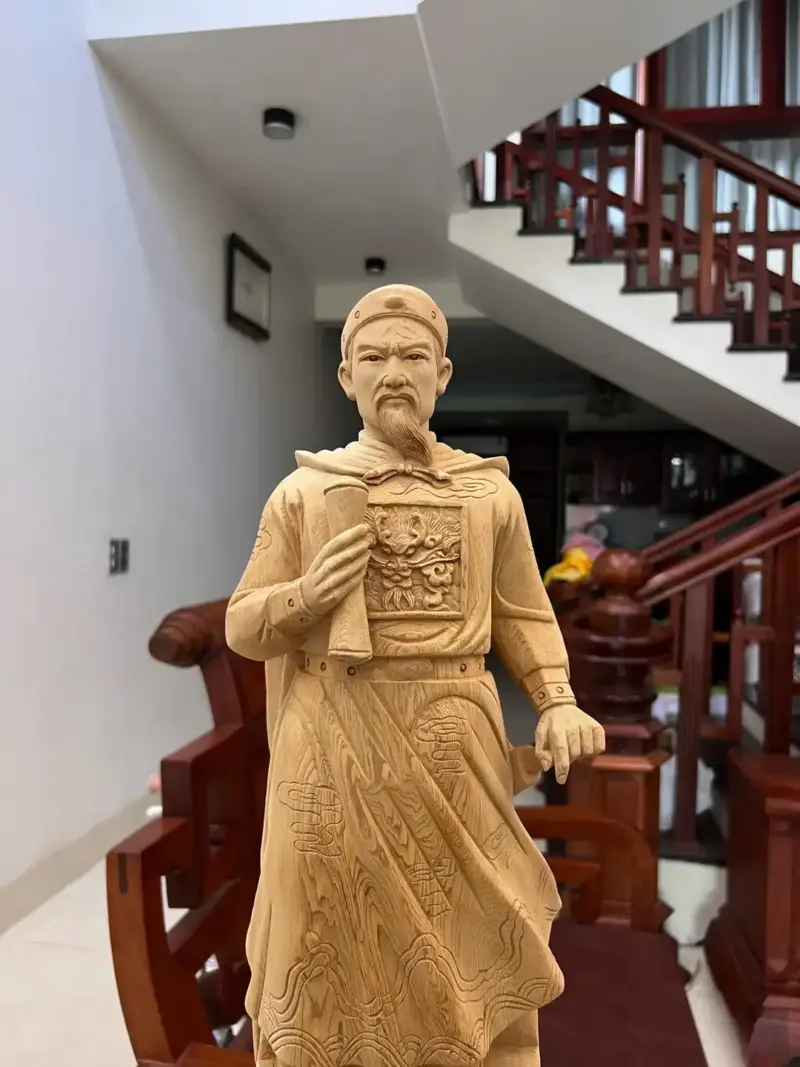 tran-quoc-tuan-G5789-6 Tượng Trần Quốc Tuấn Gỗ Ngọc Am Liền Khối Có Sơn G5789
