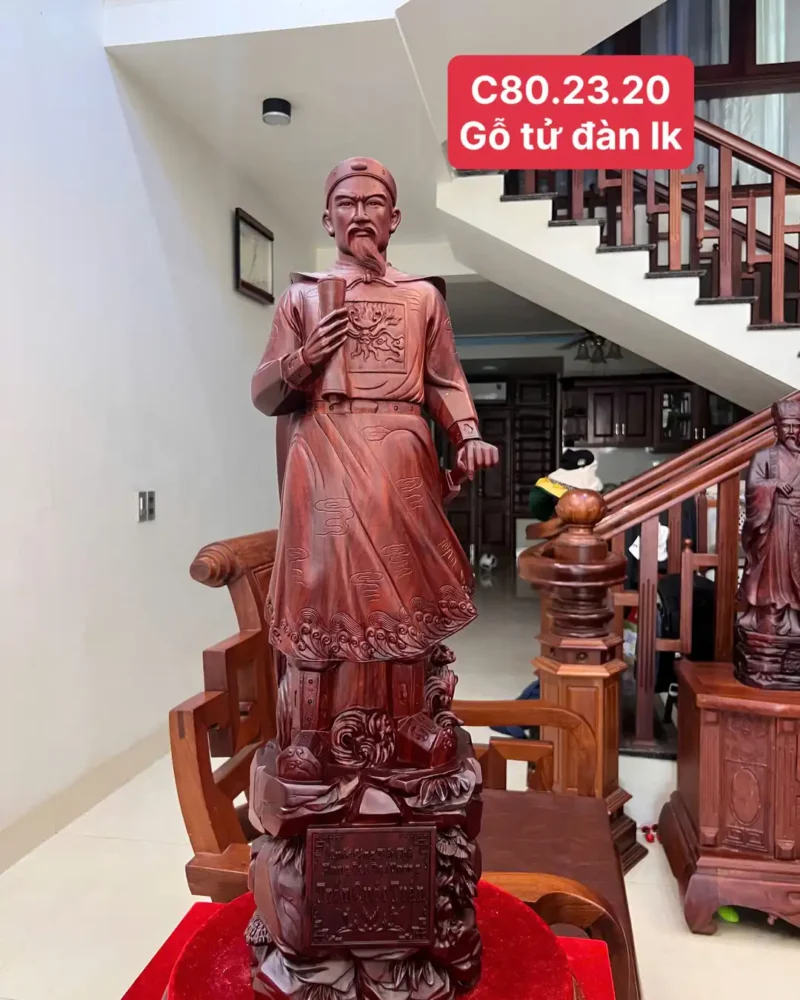 tran-quoc-tuan-G5844-1 Tượng Trần Quốc Tuấn Gỗ Tử Đàn Liền Khối G5844
