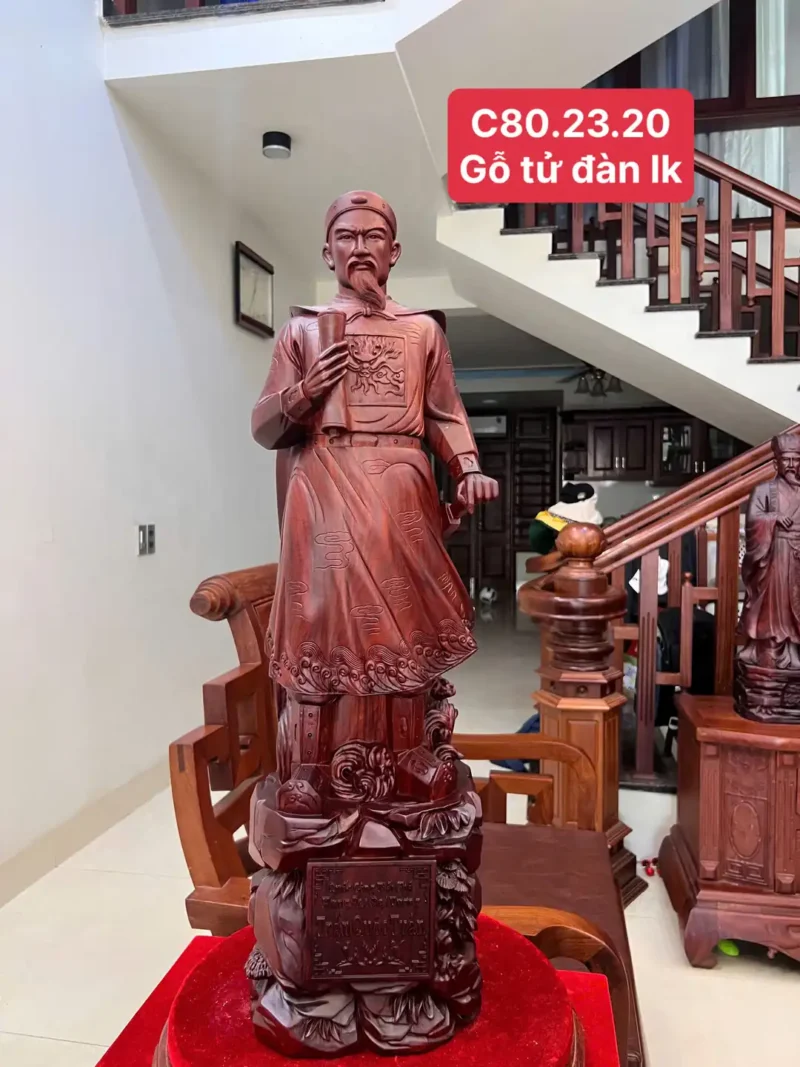 tran-quoc-tuan-G5844-1 Tượng Trần Quốc Tuấn Gỗ Tử Đàn Liền Khối G5844