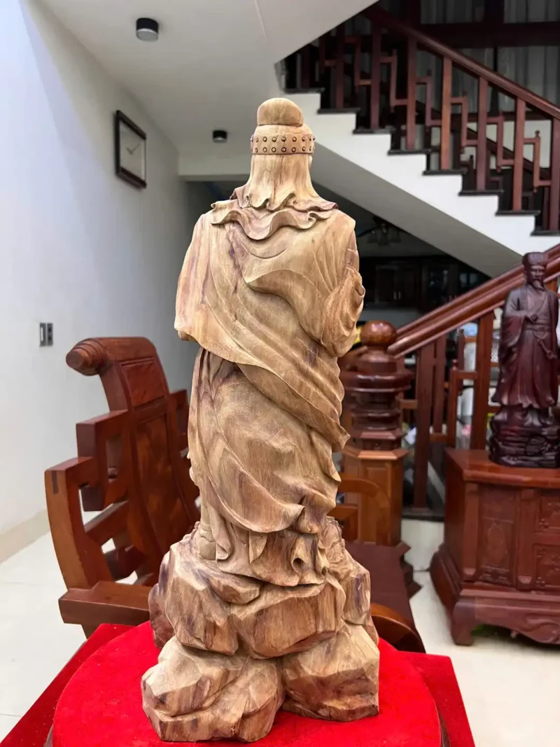 tran-quoc-tuan-G5893-6 Tượng Trần Quốc Tuấn Chống Kiếm Gỗ Sưa Bắc Liền Khối Đế Tự Nhiên To Mộc Đẹp Có Sơn G5893