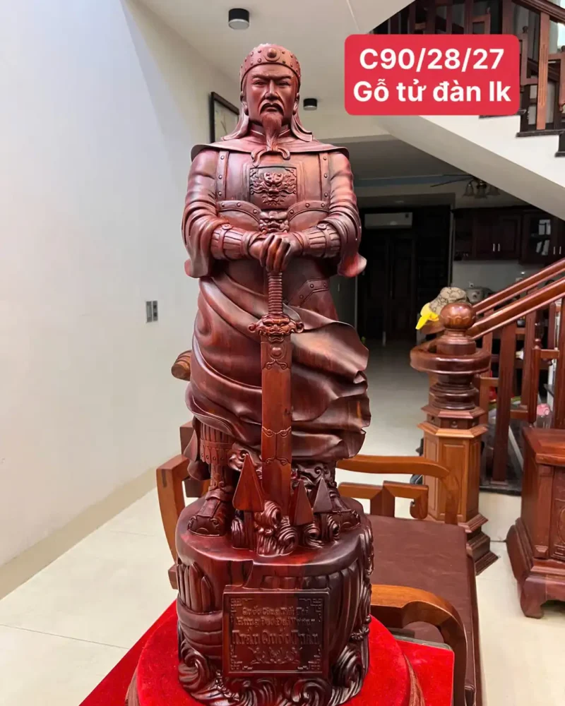 tran-quoc-tuan-G5920-1 Tượng Trần Quốc Tuấn Gỗ Tử Đàn Liền Khối G5920
