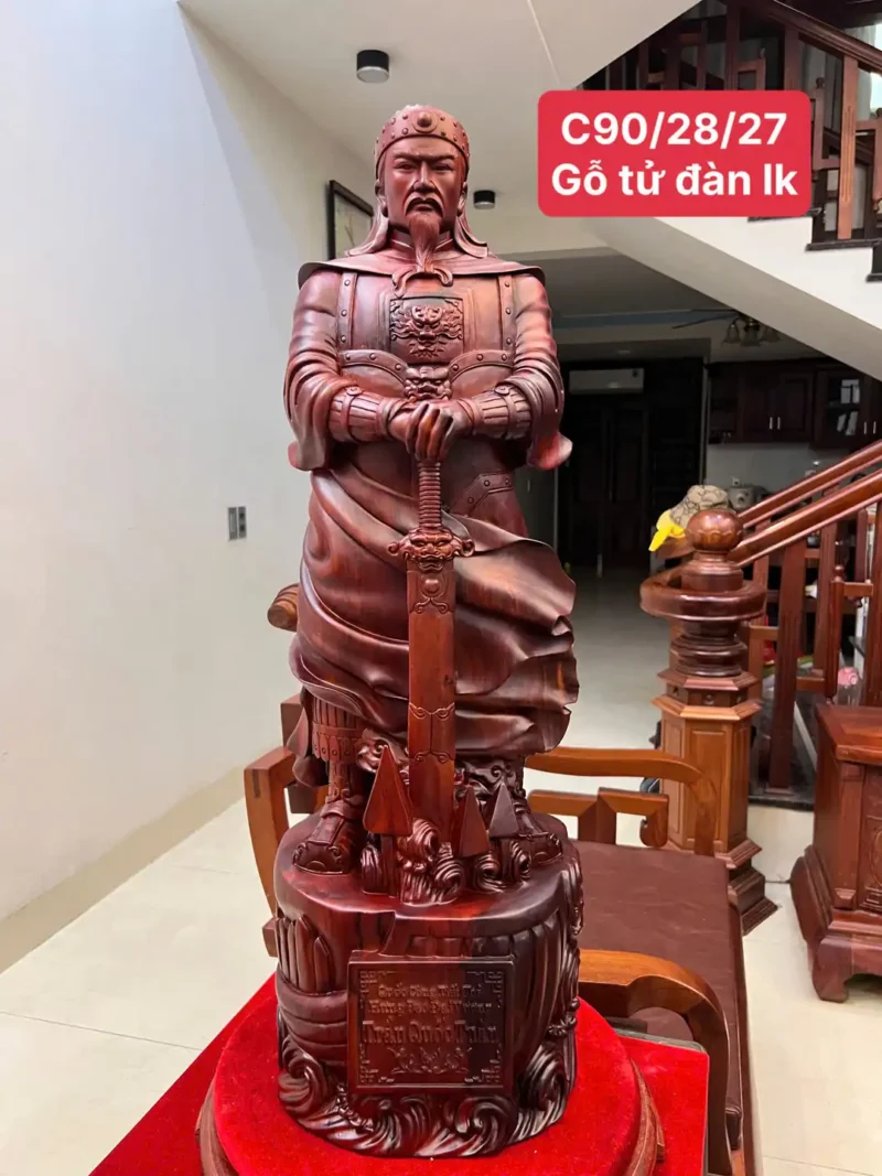 tran-quoc-tuan-G5920-1 Tượng Trần Quốc Tuấn Gỗ Tử Đàn Liền Khối G5920