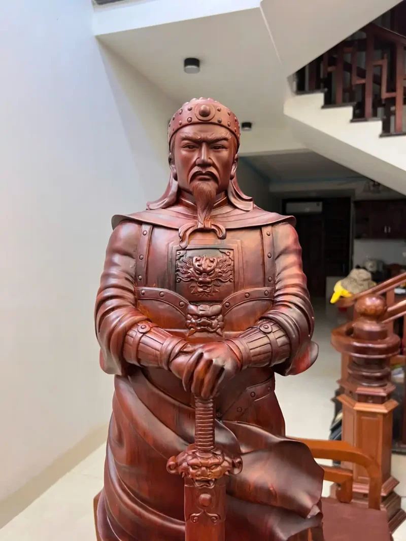 tran-quoc-tuan-G5920-3 Tượng Trần Quốc Tuấn Gỗ Tử Đàn Liền Khối G5920