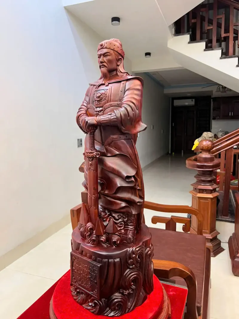 tran-quoc-tuan-G5920-6 Tượng Trần Quốc Tuấn Gỗ Tử Đàn Liền Khối G5920