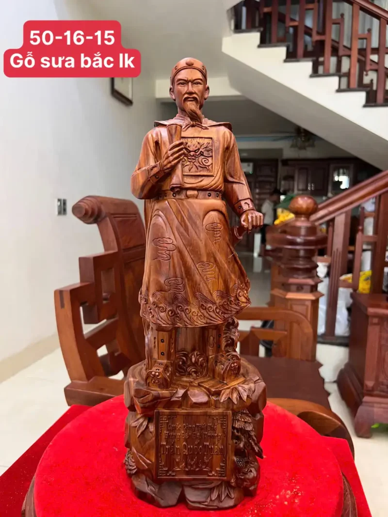 tran-quoc-tuan-G5968-1 Tượng Trần Quốc Tuấn Gỗ Sưa Bắc Liền Khối G5968