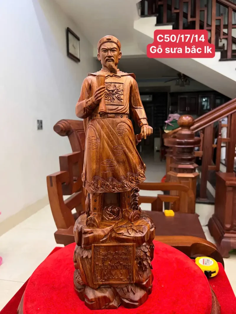 tran-quoc-tuan-G5969-1 Tượng Trần Quốc Tuấn Gỗ Sưa Bắc Liền Khối G5969