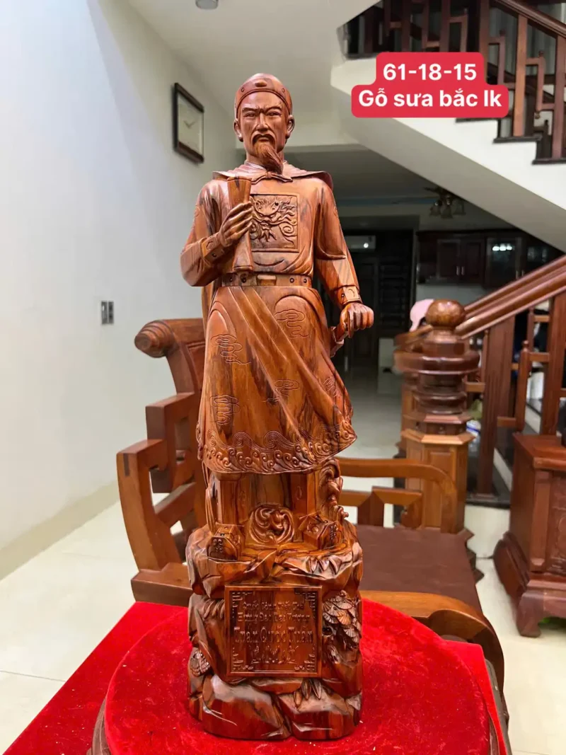 tran-quoc-tuan-G6080-1 Tượng Trần Quốc Tuấn Gỗ Sưa Liền Khối G6080