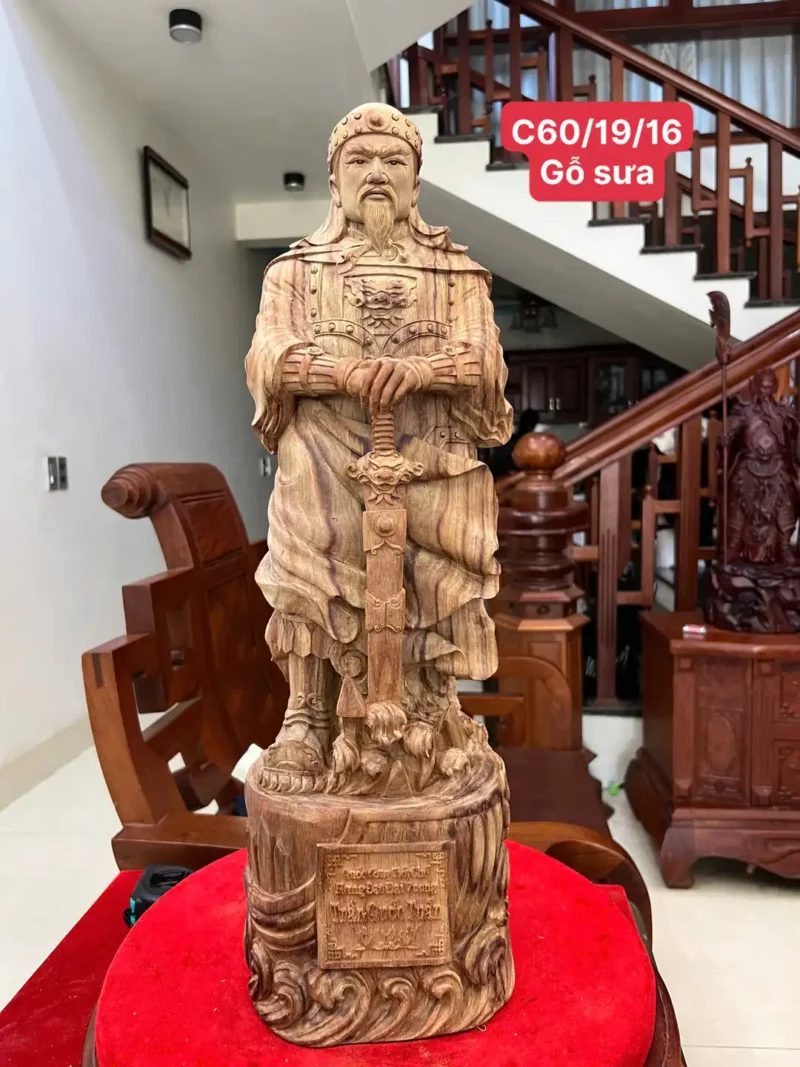 tran-quoc-tuan-G6100-1 Tượng Trần Quốc Tuấn Gỗ Sưa Vân Đẹp Có Sơn G6100