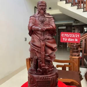 tran-quoc-tuan-G6105-1 Tượng Trần Quốc Tuấn Chống Kiếm Gỗ Tử Đàn Liền Khối G6105