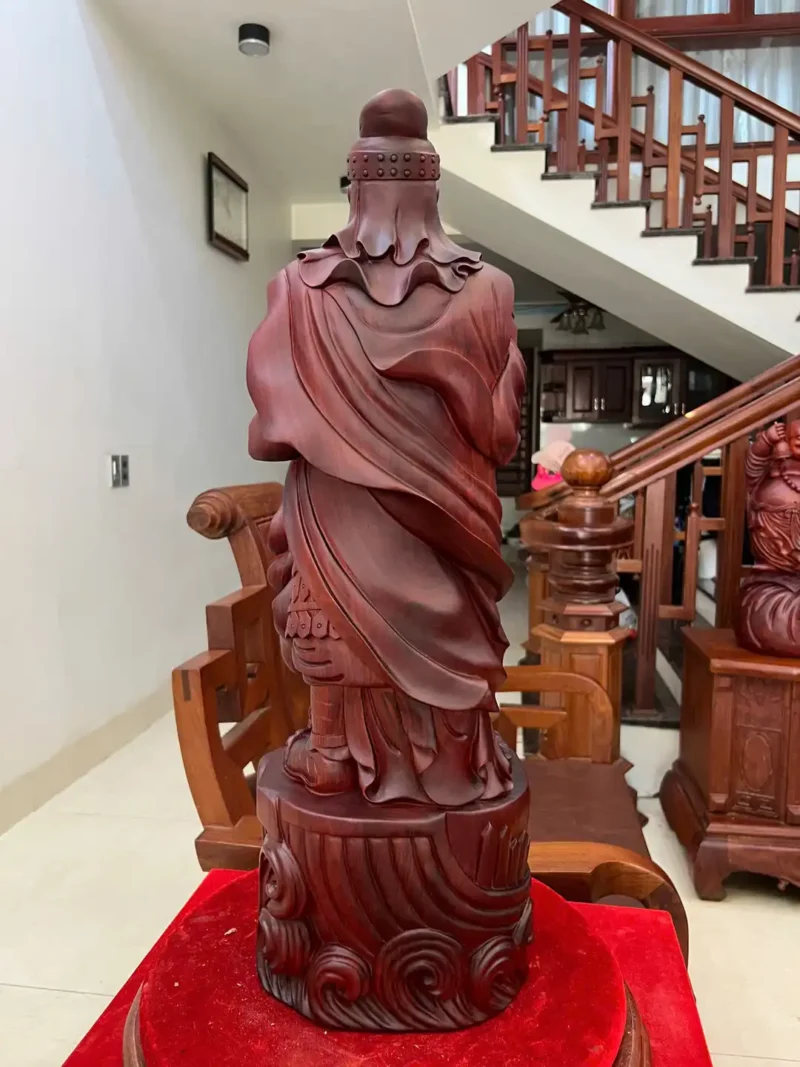 tran-quoc-tuan-G6105-3 Tượng Trần Quốc Tuấn Chống Kiếm Gỗ Tử Đàn Liền Khối G6105