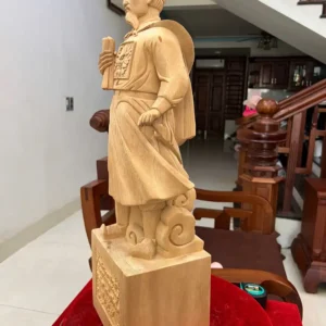 tran-quoc-tuan-G6106-4 Tượng Trần Quốc Tuấn Gỗ Ngọc Am Liền Khối G6106