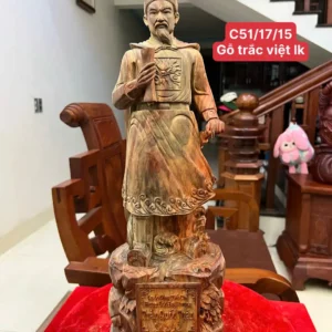tran-quoc-tuan-G6141-1 Tượng Trần Quốc Tuấn Gỗ Trắc Việt Liền Khối Có Sơn G6141