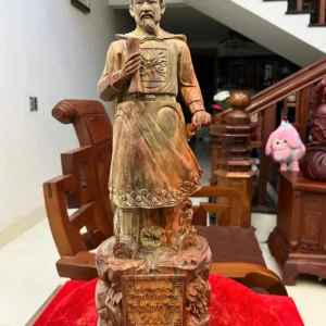 tran-quoc-tuan-G6141-2 Tượng Trần Quốc Tuấn Gỗ Trắc Việt Liền Khối Có Sơn G6141