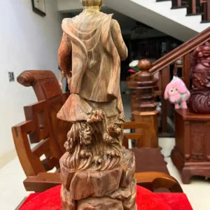 tran-quoc-tuan-G6141-4 Tượng Trần Quốc Tuấn Gỗ Trắc Việt Liền Khối Có Sơn G6141