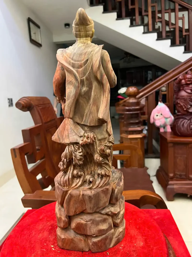tran-quoc-tuan-G6141-4 Tượng Trần Quốc Tuấn Gỗ Trắc Việt Liền Khối Có Sơn G6141