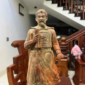 tran-quoc-tuan-G6141-5 Tượng Trần Quốc Tuấn Gỗ Trắc Việt Liền Khối Có Sơn G6141