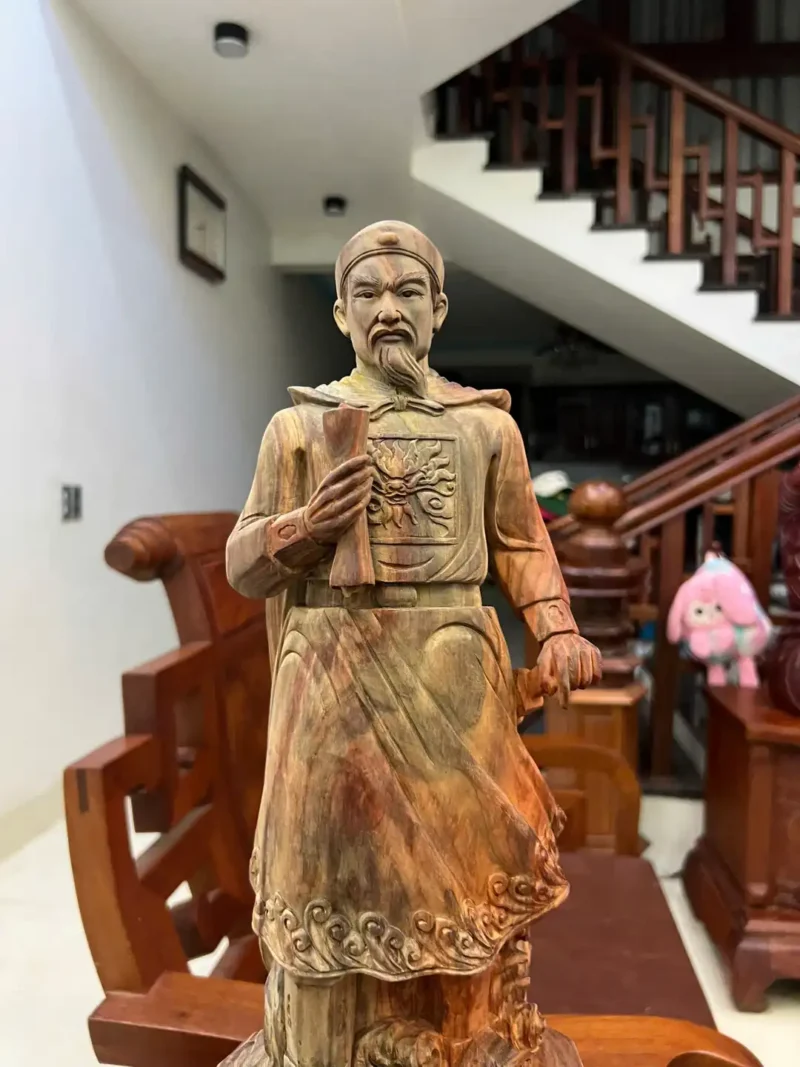 tran-quoc-tuan-G6141-5 Tượng Trần Quốc Tuấn Gỗ Trắc Việt Liền Khối Có Sơn G6141