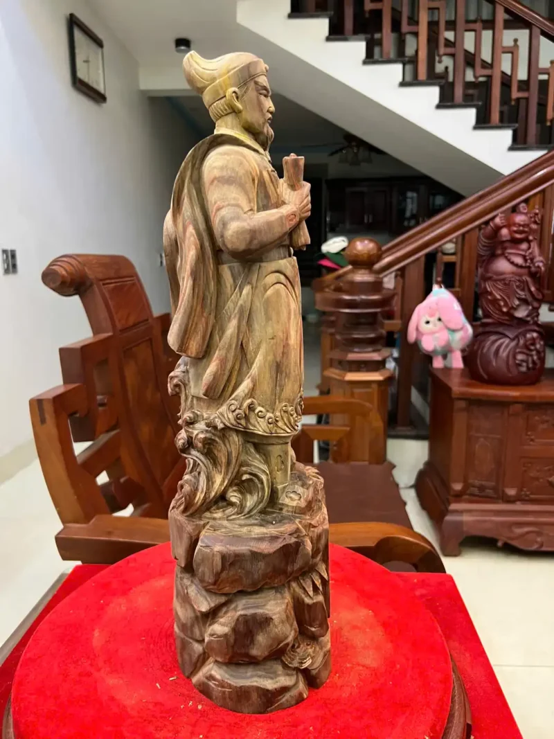 tran-quoc-tuan-G6141-6 Tượng Trần Quốc Tuấn Gỗ Trắc Việt Liền Khối Có Sơn G6141