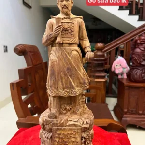 tran-quoc-tuan-G6159-1 Tượng Trần Quốc Tuấn Gỗ Xưa Đỏ Liền Khối Có Sơn G6159