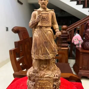 tran-quoc-tuan-G6159-2 Tượng Trần Quốc Tuấn Gỗ Xưa Đỏ Liền Khối Có Sơn G6159