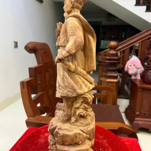 tran-quoc-tuan-G6159-4 Tượng Trần Quốc Tuấn Gỗ Xưa Đỏ Liền Khối Có Sơn G6159