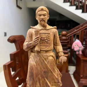 tran-quoc-tuan-G6159-5 Tượng Trần Quốc Tuấn Gỗ Xưa Đỏ Liền Khối Có Sơn G6159