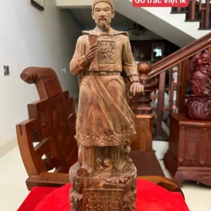 tran-quoc-tuan-G6172-1 Tượng Trần Quốc Tuấn Gỗ Trắc Việt Mộc Đẹp Có Sơn G6172