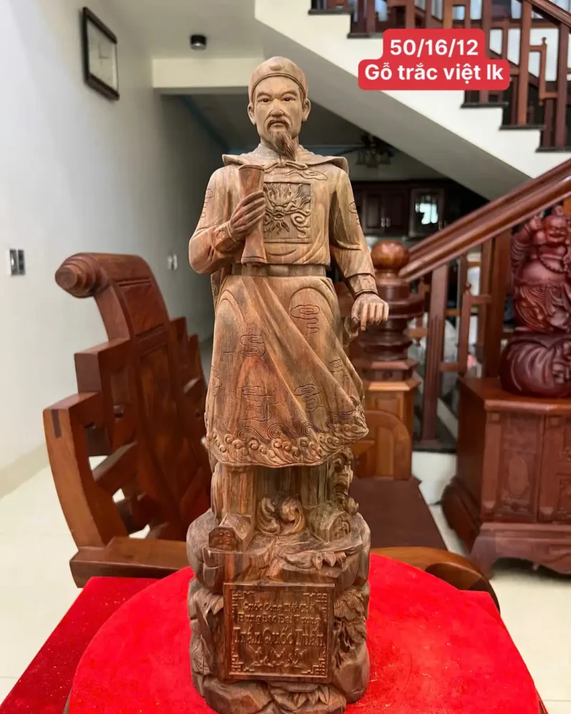 tran-quoc-tuan-G6172-1 Tượng Trần Quốc Tuấn Gỗ Trắc Việt Mộc Đẹp Có Sơn G6172