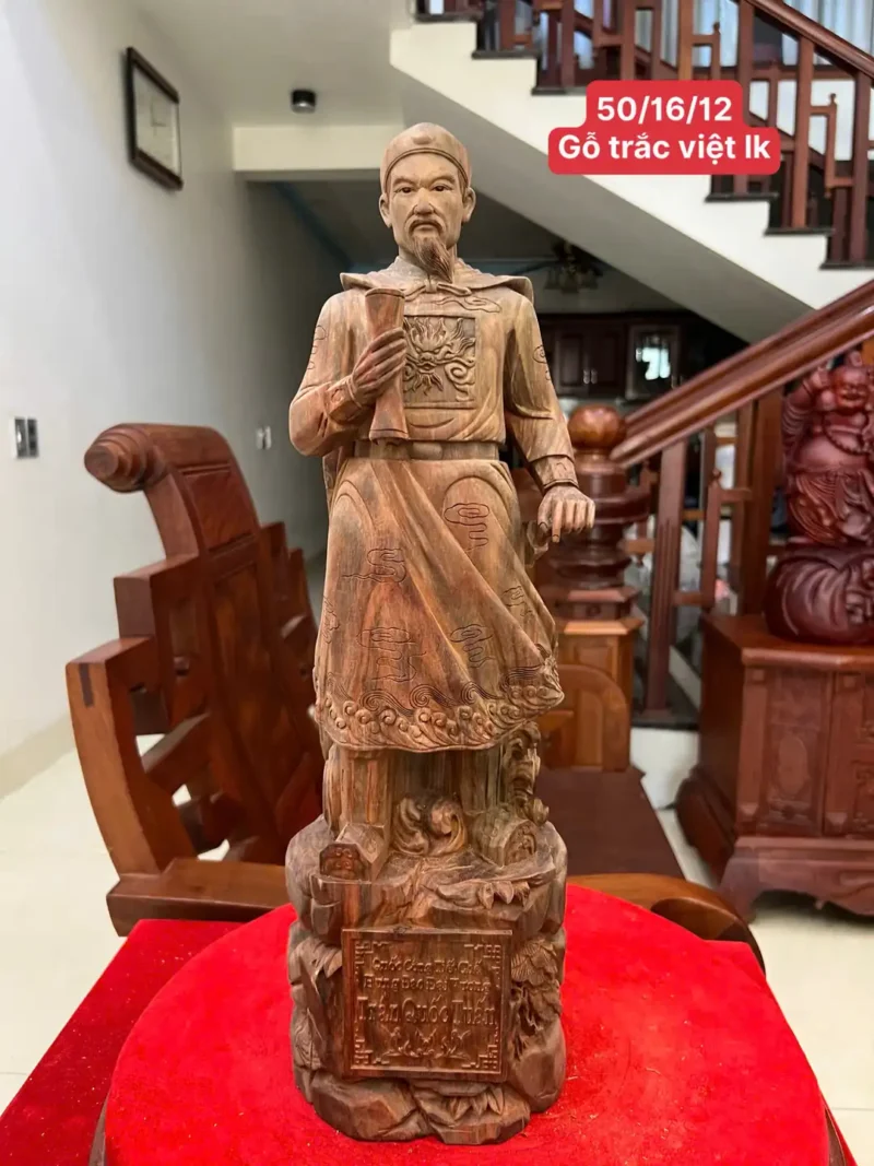 tran-quoc-tuan-G6172-1 Tượng Trần Quốc Tuấn Gỗ Trắc Việt Mộc Đẹp Có Sơn G6172