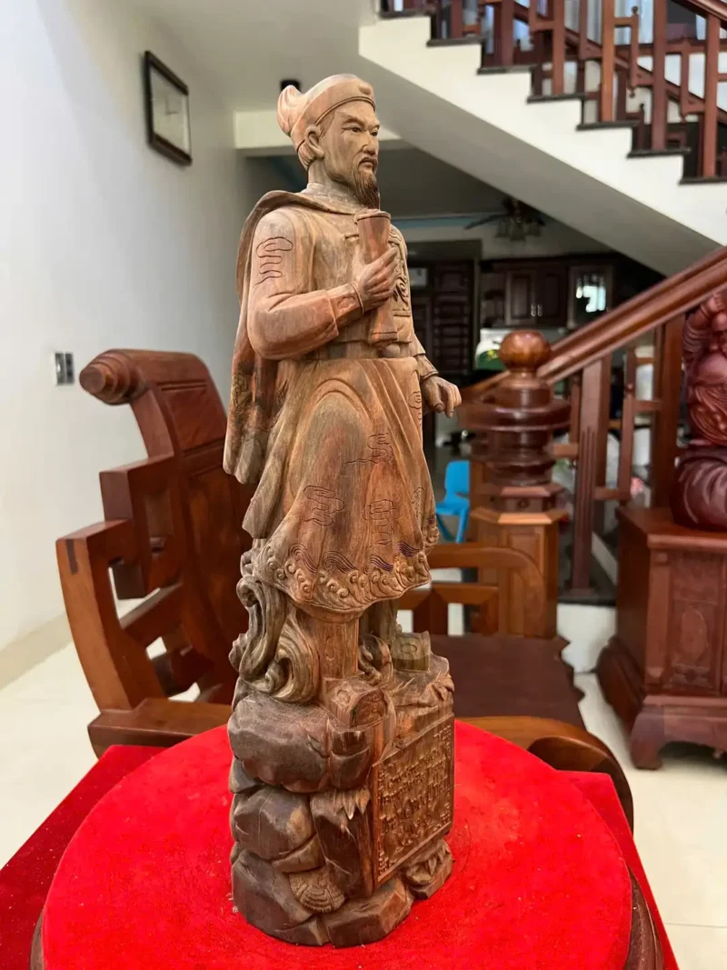 tran-quoc-tuan-G6172-4 Tượng Trần Quốc Tuấn Gỗ Trắc Việt Mộc Đẹp Có Sơn G6172