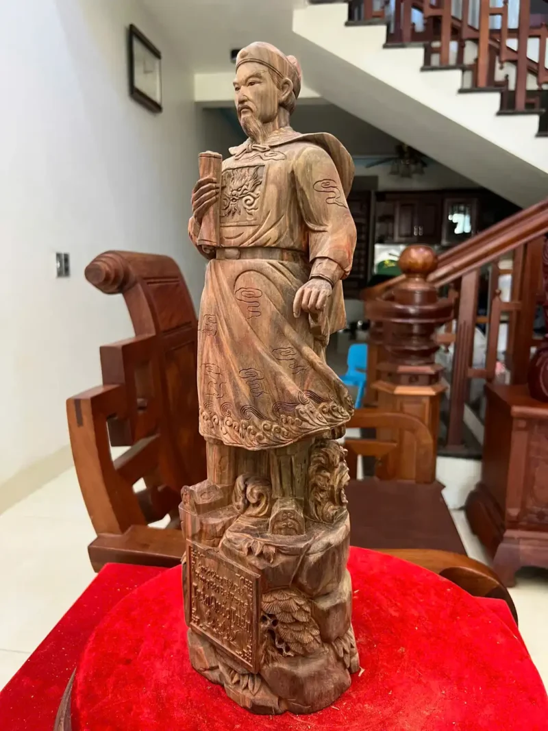 tran-quoc-tuan-G6172-5 Tượng Trần Quốc Tuấn Gỗ Trắc Việt Mộc Đẹp Có Sơn G6172